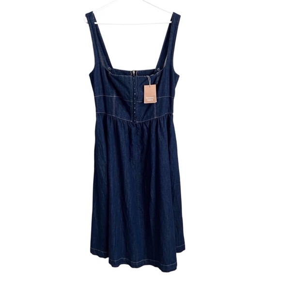 Reformation Tagliatelle Denim Midi Dress Ellis Wash Western Preppy Coastal 12 - Picture 3 of 10
